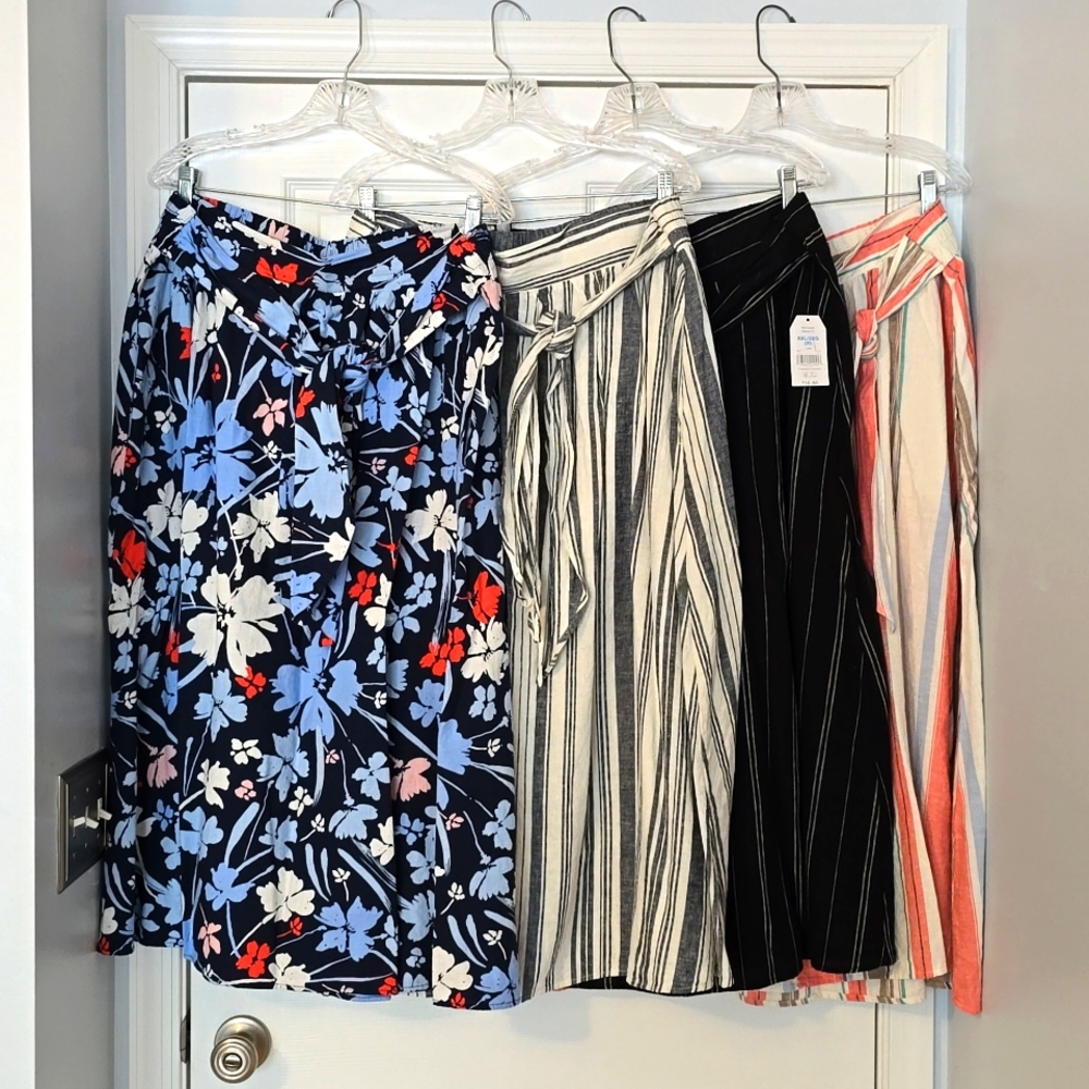 Choice of Linen Blend Tie Front Midi Skirt